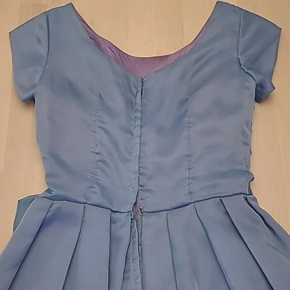 VTG 1950s Handmade Fit n' Flare Layered Blue Short Sleeved Cocktail Dress - Picture 4 of 17